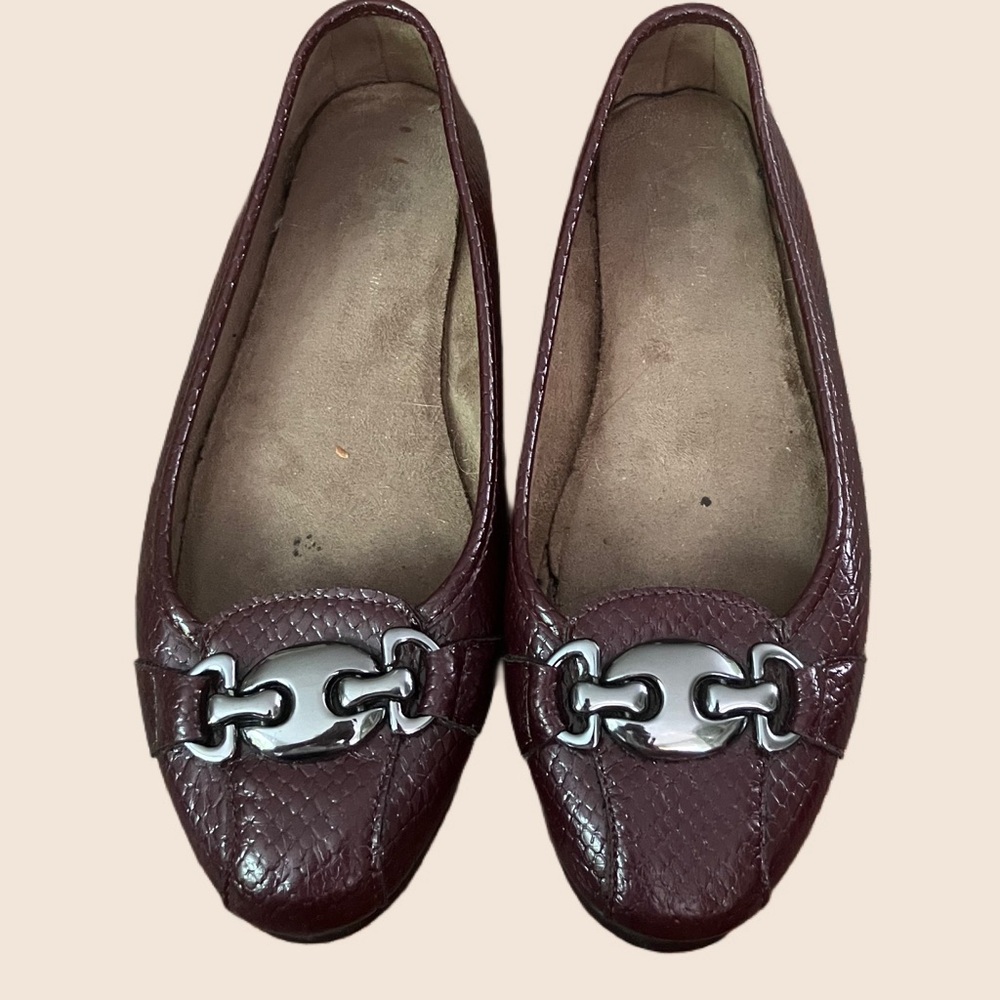 Handsome leather flats.  Reddish Brown color